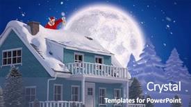  Presentation with christmas scene lantern - Cool new presentation theme with santa claus looking at christmas lantern against winter snow scene backdrop and a ocean colored foreground