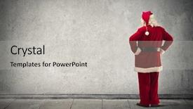  Presentation with santa - Slide set enhanced with santa claus looking the wall background and a light gray colored foreground