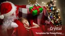  Presentation with sleeping - Beautiful slide deck featuring santa claus making a surprise backdrop and a  colored foreground