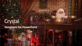  Presentation with gifts - Presentation theme consisting of santa claus making christmas gifts background and a wine colored foreground