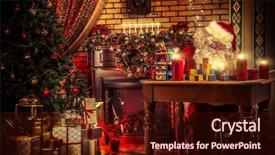  Presentation with potter hands making in clay - Slide deck with santa claus making christmas gifts background and a wine colored foreground