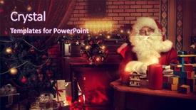  Presentation with potter hands making in clay - Amazing presentation design having santa claus making christmas gifts backdrop and a tawny brown colored foreground