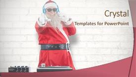  Presentation with sound - PPT theme enhanced with santa claus mixing sound against white wall background and a sky blue colored foreground