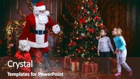  Presentation with miracles - Presentation theme with santa claus on christmas eve background and a tawny brown colored foreground