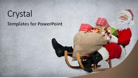  Presentation with bag - Slides having santa claus on his sledge background and a light gray colored foreground