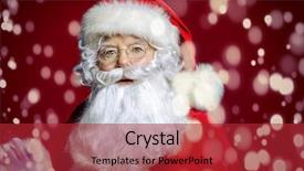  Presentation with miracles - Cool new PPT layouts with santa claus opened his eyes wide in surprise christmas miracles portrait over red background backdrop and a red colored foreground