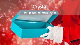  Presentation with red stars - Cool new slides with santa claus opening gift box against white snow and stars on red backdrop and a coral colored foreground