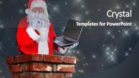  Presentation with starry night - Presentation theme featuring santa claus partially inside background and a dark gray colored foreground