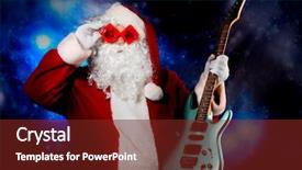 Presentation with santa claus and reindeers - Presentation theme featuring santa claus playing a guitar background and a  colored foreground