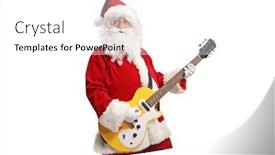  Presentation with guitar - PPT layouts with santa-claus-playing-an-electirc background and a white colored foreground