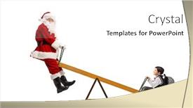  Presentation with seesaw - Beautiful presentation featuring santa claus playing on a seesaw with a schoolboy isolated on white background backdrop and a white colored foreground