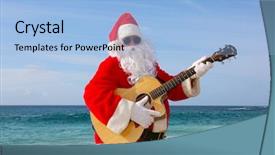  Presentation with christmas play - Presentation theme enhanced with santa claus plays his guitar background and a light blue colored foreground