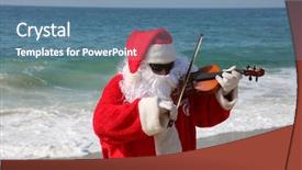  Presentation with concert - Cool new presentation design with santa claus plays his violin on the beach music in concert vacation backdrop and a teal colored foreground