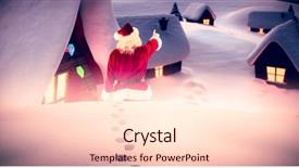  Presentation with shimmering - Beautiful slide set featuring santa claus points at something against aurora shimmering in night sky backdrop and a lemonade colored foreground