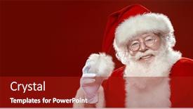  Presentation with sparkling lights - Amazing PPT theme having santa-claus-portrait-over-red backdrop and a crimson colored foreground