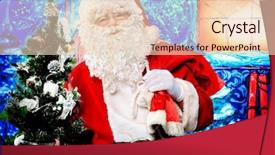  Presentation with christmas presents - Presentation theme consisting of santa claus posing with presents background and a  colored foreground