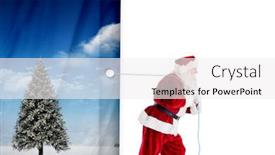  Presentation with curtain - Cool new slides with santa claus pulling rope against white curtain blind backdrop and a white colored foreground