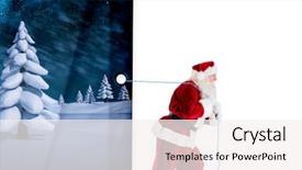  Presentation with curtain - Presentation having santa claus pulling rope against white curtain blind background and a white colored foreground
