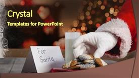  Presentation with santa claus holding scroll paper - Cool new presentation with santa claus putting christmas cookies backdrop and a tawny brown colored foreground