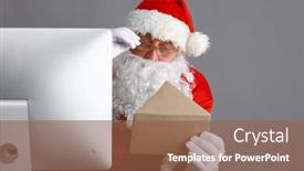  Presentation with children reading - Colorful PPT layouts enhanced with santa claus reading children letters and writing responses to them using laptop backdrop and a tawny brown colored foreground
