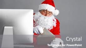  Presentation with children reading - Theme having santa claus reading children letters and writing responses to them using laptop background and a gray colored foreground