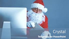  Presentation with children reading - PPT theme enhanced with santa claus reading children letters and writing responses to them using laptop background and a teal colored foreground