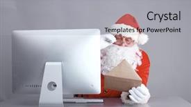  Presentation with children reading - Beautiful PPT theme featuring santa claus reading children letters backdrop and a light gray colored foreground