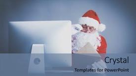  Presentation with children reading - Slide deck having santa claus reading children letters background and a seafoam green colored foreground