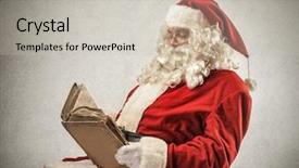  Presentation with santa claus holding scroll paper - Beautiful PPT layouts featuring santa claus reading gift list backdrop and a soft green colored foreground