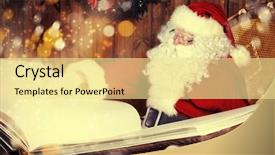  Presentation with magic book - Cool new PPT theme with santa claus reading magic book backdrop and a blonde colored foreground