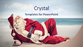  Presentation with footprints and sand beach - Amazing presentation theme having santa claus relaxes lying backdrop and a sky blue colored foreground