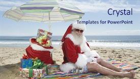  Presentation with relaxing - Amazing presentation having santa claus relaxing on beach backdrop and a sky blue colored foreground