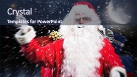  Presentation with santa claus and reindeers - Colorful slides enhanced with santa claus riding his sled backdrop and a navy blue colored foreground