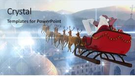  Presentation with beautiful houses - Cool new PPT theme with santa claus riding on sled backdrop and a light blue colored foreground
