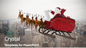  Presentation with santa claus and reindeers - Slide deck consisting of santa claus riding on sled background and a gray colored foreground