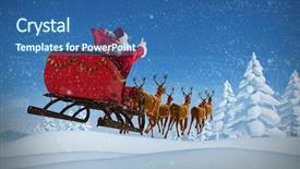  Presentation with santa sleigh - Beautiful PPT theme featuring santa claus riding on sleigh backdrop and a ocean colored foreground