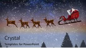  Presentation with santa sleigh - Beautiful PPT theme featuring santa claus riding on sleigh backdrop and a light blue colored foreground