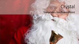  Presentation with red stars - Slide deck consisting of santa claus ringing a bell it's christmas time on red stars background background and a coral colored foreground
