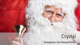  Presentation with red stars - Audience pleasing slides consisting of santa claus ringing a bell it's christmas time on red stars background backdrop and a light gray colored foreground