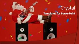 Presentation with speakers - Theme enhanced with santa-claus-rock-musician-plays background and a crimson colored foreground