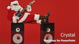  Presentation with speakers - Amazing PPT layouts having santa-claus-rock-musician-plays backdrop and a crimson colored foreground