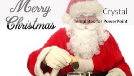  Presentation with cookies christmas - PPT layouts enhanced with santa claus santa claus aka chris kringle enjoys cookies and milk left for him one christmas eve isolated on white room for text background and a lemonade colored foreground