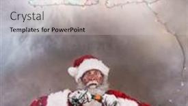  Presentation with saying goodbye - Amazing slide set having santa-claus-saying-goodbye backdrop and a lemonade colored foreground