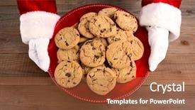  Presentation with chocolate chip cookies - Slide deck having santa claus serving cookie background and a red colored foreground