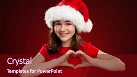  Presentation with shape heart - Amazing presentation theme having santa claus showing heart backdrop and a wine colored foreground