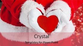  Presentation with red stars - Slides having santa claus showing red heart shape against white snow and stars on red background and a coral colored foreground