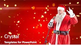  Presentation with red star - Colorful PPT layouts enhanced with santa claus singing christmas songs backdrop and a  colored foreground