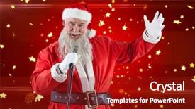  Presentation with star red - Slides with santa claus singing christmas songs background and a  colored foreground