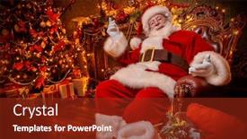  Presentation with next year - Beautiful theme featuring santa-claus-sits backdrop and a tawny brown colored foreground