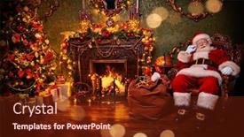  Presentation with next year - Slide deck featuring santa-claus-sits background and a tawny brown colored foreground